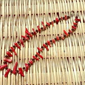 American Indian  coral beads necklace 20”